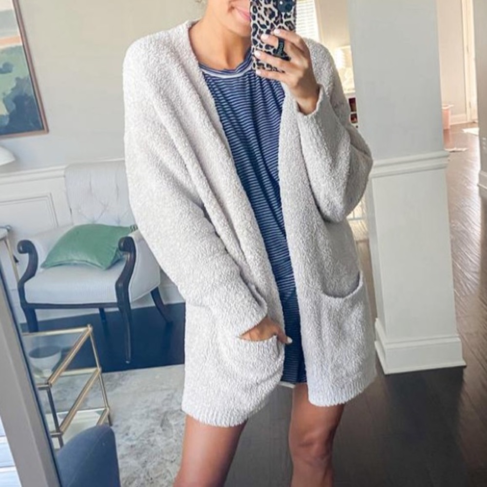 BareFoot Dreams CozyChic Cardigan. Cream color with pockets.
